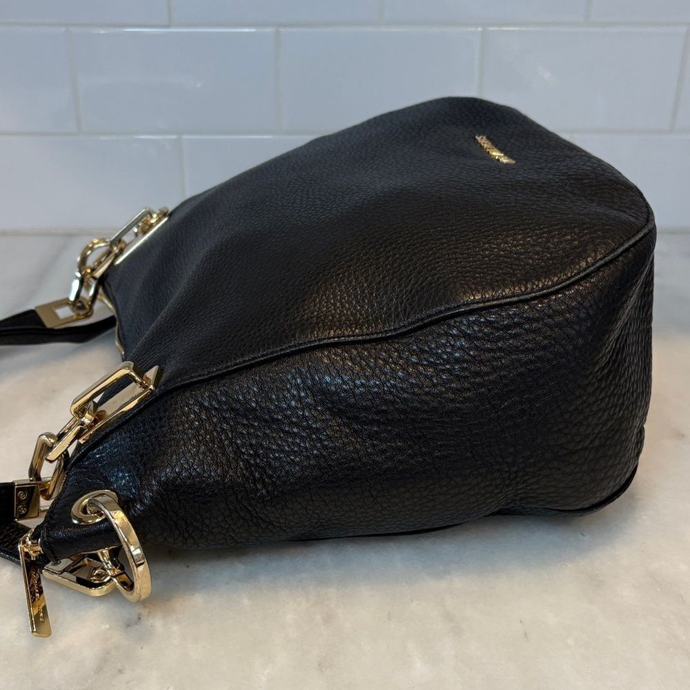 Michael Kors Black Pebbled Leather Shoulder Bag with Gold Hardware - Picture 9 of 16
